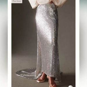 Anthropologie Sequin Train Maxi Skirt